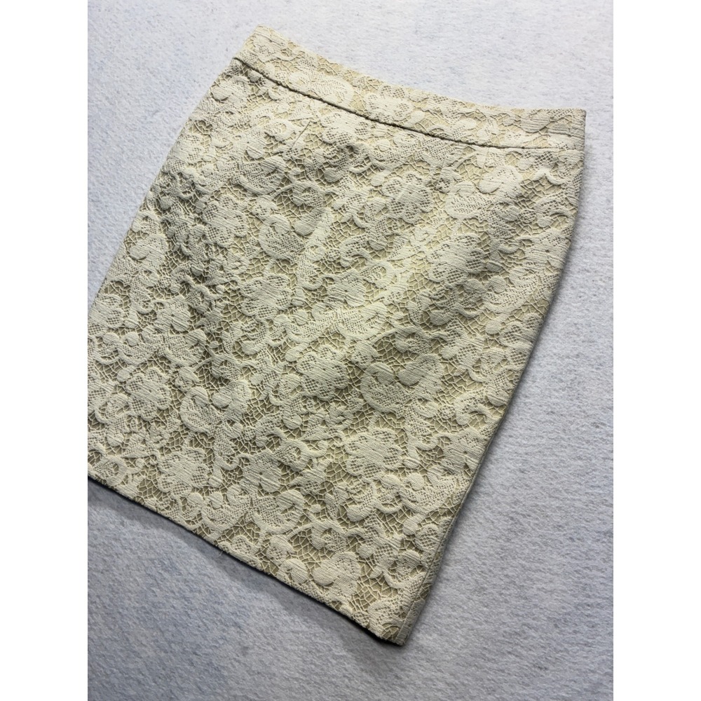 Cynthia Rowley Formal Pencil Skirt Coquette Romantic Floral Lace 4 Cream